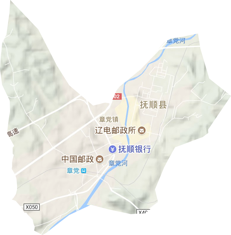 章党街道地形地图
