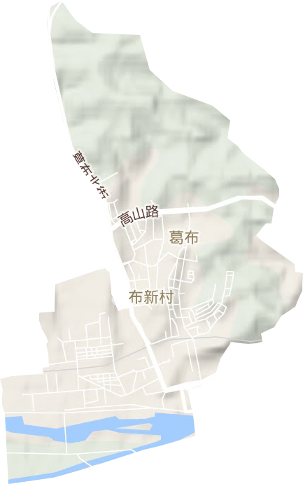 葛布街道地形地图