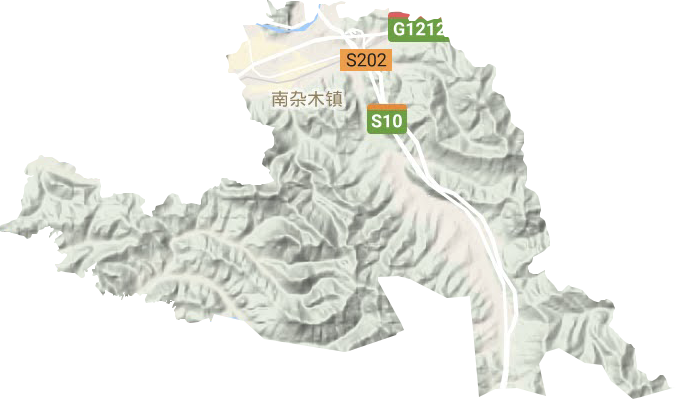 南杂木镇地形地图