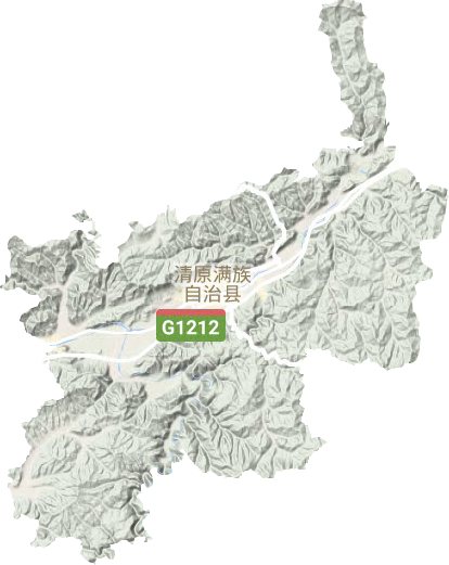 清原镇地形地图