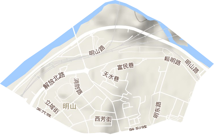 明山街道地形地图