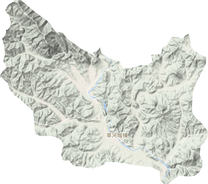 草河城镇地形地图