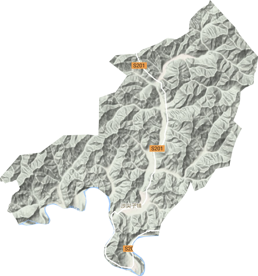 沙尖子镇地形地图
