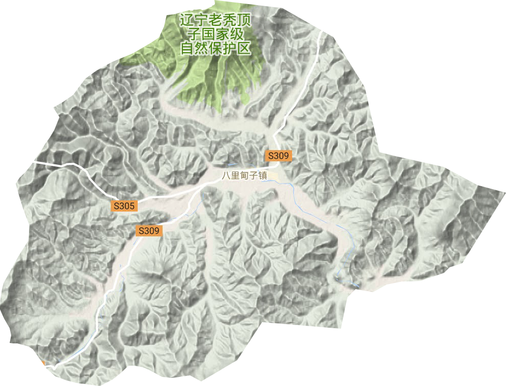 八里甸子镇地形地图