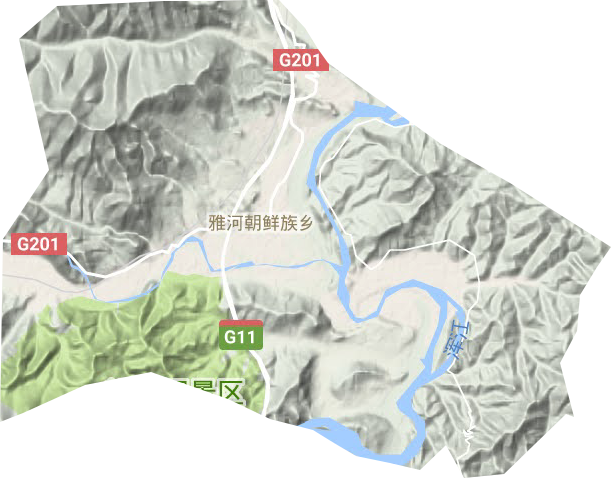 雅河朝鲜族乡地形地图