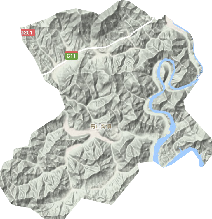 青山沟镇地形地图