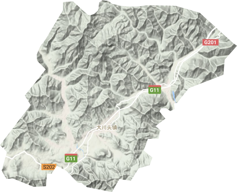 大川头镇地形地图