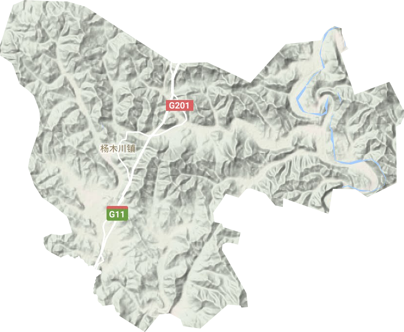 杨木川镇地形地图