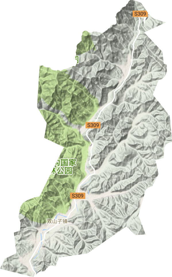 双山子镇地形地图