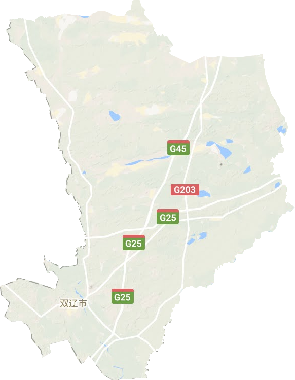 双辽市地形地图