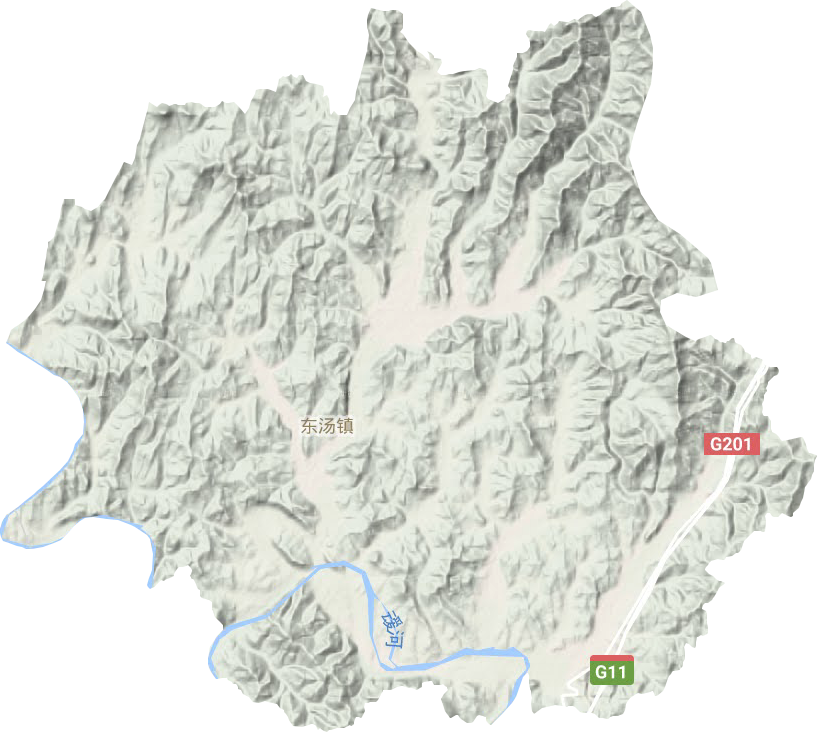东汤镇地形地图