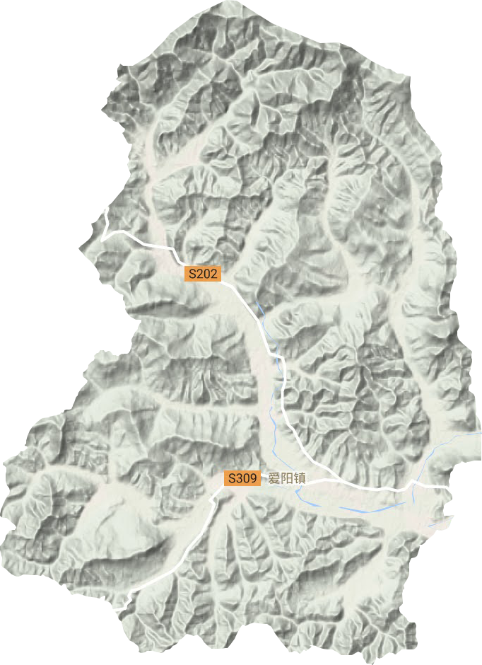 爱阳镇地形地图