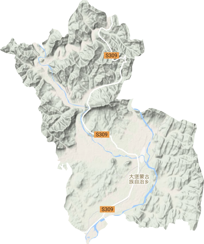 大堡蒙古族乡地形地图